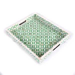 Plateau de service en résine de haute qualité avec incrustation de nacre, fabriqué de manière durable, design moderne et luxueux pour une utilisation élégante sur la table, 10x12 pouces - Product Image 2