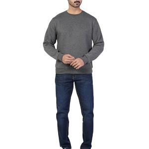 Sweat-shirt en molleton à col rond pour homme, 100% coton, coupe classique, motif uni, pour l'hiver - Product Image 4