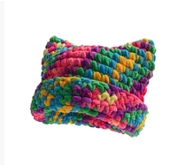 Bonnet d'hiver Funky Bohème Chaud à Rayures Arc-en-ciel Multicolores Tricoté à la Main avec Oreilles de Chat Streetwear 100% Polyester Idéal pour les Voyages