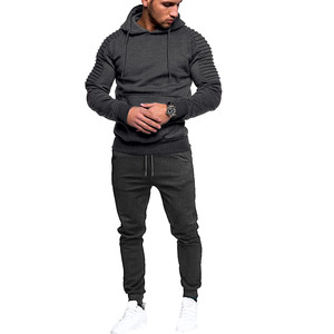 Ensembles de jogging pour hommes, survêtements personnalisés, sweat à capuche unisexe en éponge française, pantalon de survêtement, logo de broderie personnalisé, ensemble de 2 pièces à motifs solides - Product Image 4
