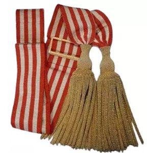 Cinturones de fajas ceremoniales OEM, venta al por mayor, cinturón de faja uniforme, cinturón de cintura dorado y rojo con borlas - Product Image 1