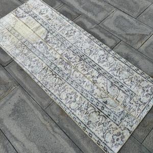 พรมวินเทจขนาด 2.2x5.2 ฟุต, พรม, พรมลายพรางสีเทาทำจากขนสัตว์ - Product Image 4