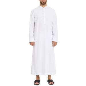 Thobe/Jubba décontracté pour hommes musulmans, de haute qualité, respirant, coupe ample, longueur au sol, col en V, manches longues, toutes saisons - Product Image 6