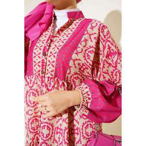 Robe superposée à demi-boutons Fuchsia - Product Image 2