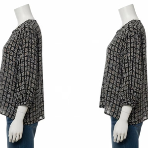 Blusas teñidas de hilo respetuosas con el medio ambiente con estampado de descarga, tela transpirable, camisa suave y ligera para mujer, ropa informal de oficina - Product Image 4