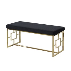 Golden Metal Frame Traditional Design Velvet Upholstery Comforting Bench Furniture <b>Storage</b> Removable Cover for Home Living Room - Product Image 5