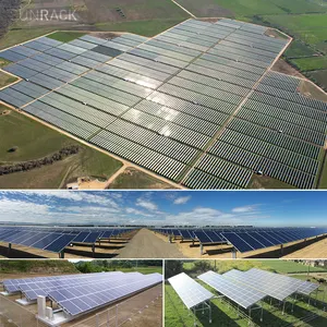 Sunrack Solar PV tanah sekrup tumpukan dudukan struktur berdiri terbesar Solar Racking dipasang di tanah
