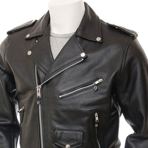 Veste en cuir de moto pour hommes de meilleure qualité, top vente, peau de mouton, col montant, style de rue populaire, dernier style premium - Product Image 5