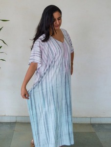 Summer Wear Floor-Length V-neck Long Sleeve Formal Eco-Friendly Breathable Cotton Maternity Maxi <b>Dress</b> A-Line Silhouette - Product Image 4