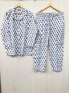 Pyjama indien floral imprimé à la main, en coton, robe de nuit - Product Image 1