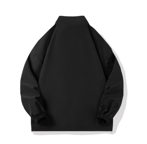 Men's <b>Black</b> PU Windproof softshell Jacket Stand Collar Zipper Closure Casual Autumn Wear - Product Image 2