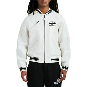 Chaquetas Varsity de Fibra de Bambú Blanca de Alta Calidad para Hombre, Estilo Varsity Cómodo, Parches de Chenilla Bordados, Forro de Algodón - Product Image 2