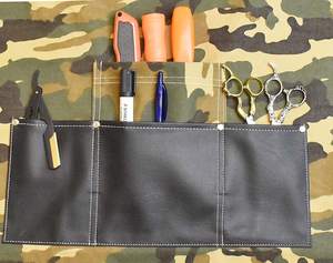 ผ้ากันเปื้อนหนังสำหรับช่างตัดผมแบบปรับได้ผ้ากันเปื้อนแขนกุดสำหรับช่างตัดผมและสไตลิสออกแบบได้ตามต้องการ - Product Image 3