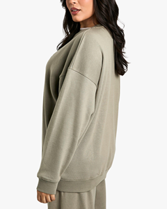 Top vente qualité supérieure sweat-shirt pour femme-couleur unie à manches longues Sport Gym 100% coton polaire pull uni sweat - Product Image 4