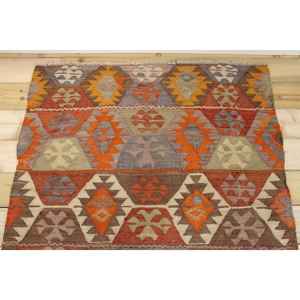Tapis d'appoint vintage 3,5x4,4 pieds, tapis turc en laine ombrée orange - Product Image 3