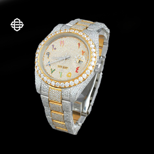 Gran oferta de reloj de cuarzo Moissanite clásico de 20mm de ancho para hombre, cristal de lujo, moda de negocios, estilo elegante, números arábigos de acero inoxidable - Product Image 2