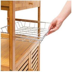 Modern <b>Oak</b> Mobile Kitchen Shelf with Cabinet-50x35x80cm - Product Image 4