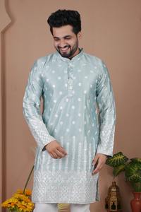 Kurta pyjama pour homme, broderie festive de Lucknow, pour la vente en gros - Product Image 5