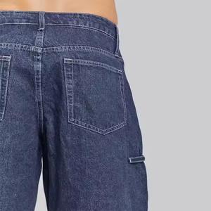 กางเกงยีนส์ขาสั้นพอดีตัวสำหรับผู้ชายคุณภาพสูงสีฟ้ายาวถึงเข่าแบบลำลองใหม่สำหรับฤดูร้อน - Product Image 4