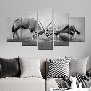 Arte Monocromático de la Vida Silvestre Africana: Lienzo Impreso de Anteojos de África en Combate, Lienzo Enrollado 5Pmix - Product Image 1