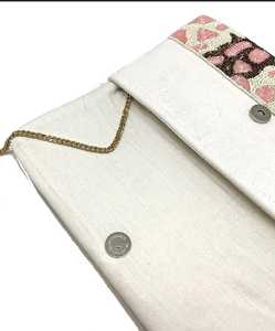 Bolso de mano con cadena cruzada y cuentas de semilla de leopardo rosa, bolso bohemio, bolsos de noche elegantes - Product Image 3