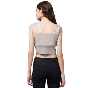 Logo personnalisé design ajusté respirant Crop Top pour les femmes Meilleure vente pas cher Crop Shirt - Product Image 3
