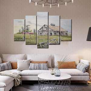 งานศิลปะบนผ้าใบพิมพ์ลาย: ของตกแต่งผนังลายวิวฟาร์มสไตล์ชนบท, ชุด 5 ชิ้น: แกลเลอรี่แรป - Product Image 1