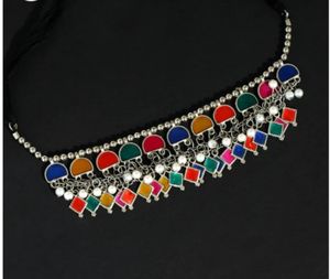 Meenakari fusión oxidada Boho étnico gargantilla collar Indo occidental artesanía declaración joyería para boda festiva moda - Product Image 3