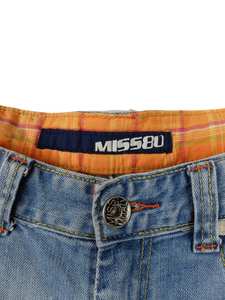 กางเกงขาสั้นผ้ายีนส์เอวต่ำเอวสูงปานกลางเอวต่ำทันสมัยมีรายละเอียดพลอยเทียมขนาด30นิ้วงานหัตถกรรมกำหนดขนาดเองได้ - Product Image 2