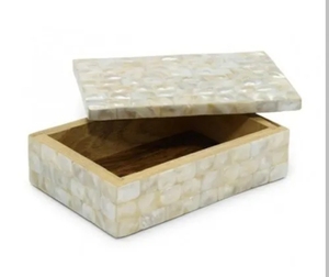 Elegante caja de almacenamiento de joyas con incrustaciones de hueso con detalles de resina y fregona para usar en la universidad, la Oficina o como regalo festivo - Product Image 4