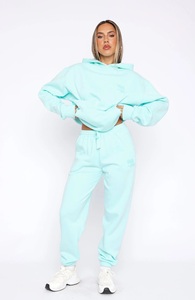 Ensemble de survêtement long en deux pièces pour femmes, uni, brodé, pour l'hiver - Product Image 2