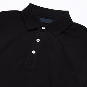 Men's <b>Navy</b> Blue Short Sleeve Cotton Pique Polo Shirt Solid Color Casual Breathable Knitted Regular Fit - Product Image 2