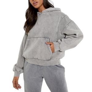 Wash Hoodie Sweat à capuche personnalisé lavé à l'acide Sweat-shirt vintage lavé personnalisé en détresse Broderie Street Hoodie - Product Image 1