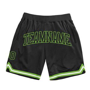 Industrie Direct Engro Sportswear Pantalones cortos de baloncesto Custom Black-Neon Green Authentic Throwback Basketball Shorts - Product Image 1