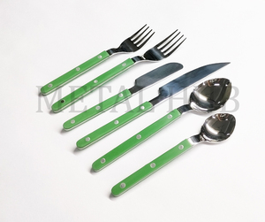Ensemble de couverts Green Bistrot avec finition argentée brillante, ustensiles de table en acier inoxydable de qualité supérieure, lot de 6 pour cuisine moderne - Product Image 3