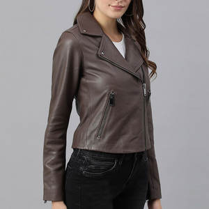 Fresh Article Customer Demand Design <b>Zipper</b> Leather Jacket Full Sleeves High Demand Products Vintage Leather Jacket For Female - Product Image 2