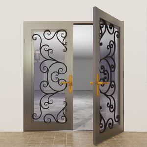 Diseño de puerta principal personalizado por el proveedor de Vietnam con estructura de hierro forjado y revestimiento de puerta de metal resistente a la intemperie - Product Image 5