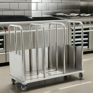 Тяжелая тележка для хранения оборудования для кейтеринга, Тележка из нержавеющей стали, 3 секции, тележка для хранения для ресторанов, отелей - Product Image 6