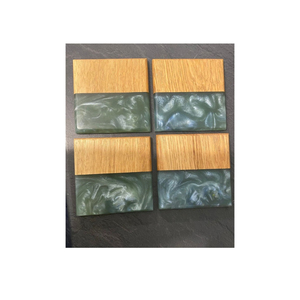 Marvelous Design Handmade Wood And <b>Blue</b> Resin <b>Coasters</b> Creative Drink <b>Coaster</b> Set For Home Decor Bar Accessories In Best Price - Product Image 6