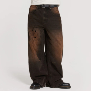 Trending Fashion New Stylish Wholesale Oversized Best High Quality Men's Denim Pants Streetwear Use Washed Solid Otoño Verano - Product Image 2