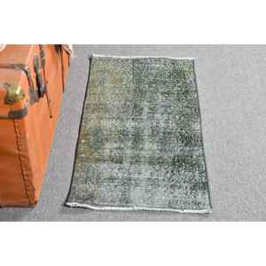 Tapis de 1,6 x 3,2 pieds, tapis turc vintage, tapis en laine verte - Product Image 1