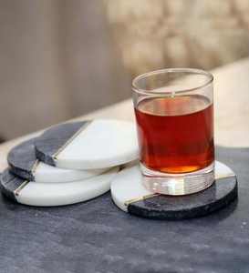 Dessous de verre de thé en marbre personnalisé de haute qualité avec conception en forme de coeur meilleure décoration de table de bureau à domicile d'Inde - Product Image 3