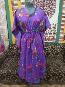 Robe longue caftan en coton pour femmes avec imprimé oiseau confortable grande taille couverture de plage vêtements de détente vêtements d'été cadeau taille naturelle - Product Image 2