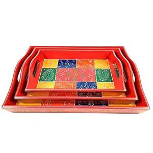 Bandeja de MDF impresa digital dorada y azul Juego de 2 - Product Image 4