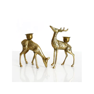 Meilleure vente Vintage laiton Buck cerf bougeoir poli décor de Table pièce maîtresse décorative renne brillant doré fini - Product Image 3