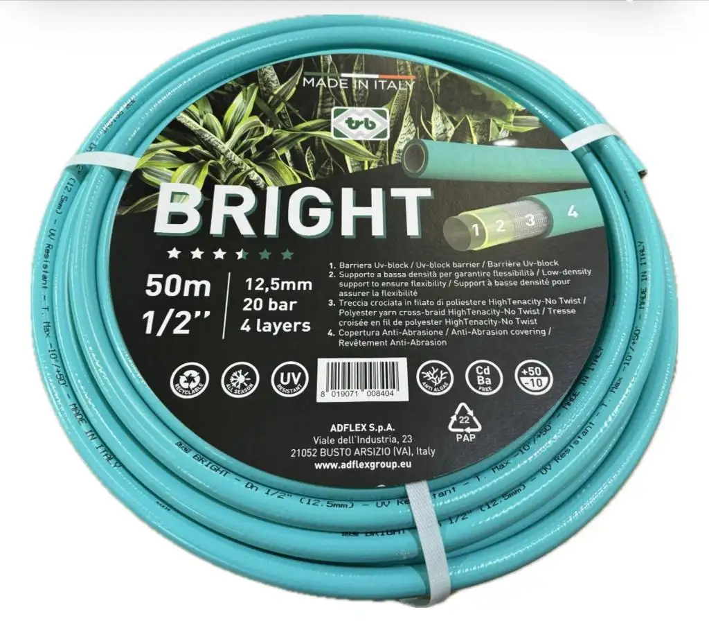 BRIGHT BRT15 5/8" garden hose PVC resistance durable premium quality top quality made in italy gardening watering irrigation
