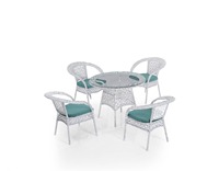 Ensemble de 4 chaises de salle à manger d'extérieur KUGU NIZIP Turquie, de haute qualité, en rotin tressé moderne avec structure en aluminium, pour hôtel