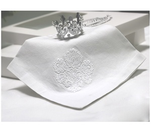Embroidery White Bunch of Flower <b>Table</b> Napkin High Quality Cotton Dinner Napkin for Home Hotel Restaurant Quang Thanh Embroidery - Product Image 5
