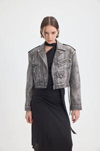 Vestes et manteaux de moto à la mode pour femmes respirants de haute qualité personnalisés par OEM en cuir de mouton véritable pour l'extérieur - Product Image 6