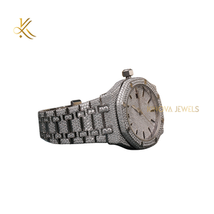 Montre en diamant moissanite 41 mm avec fermoir pliant et sécurité en acier inoxydable, élégante et luxueuse, pour homme et femme - Product Image 4